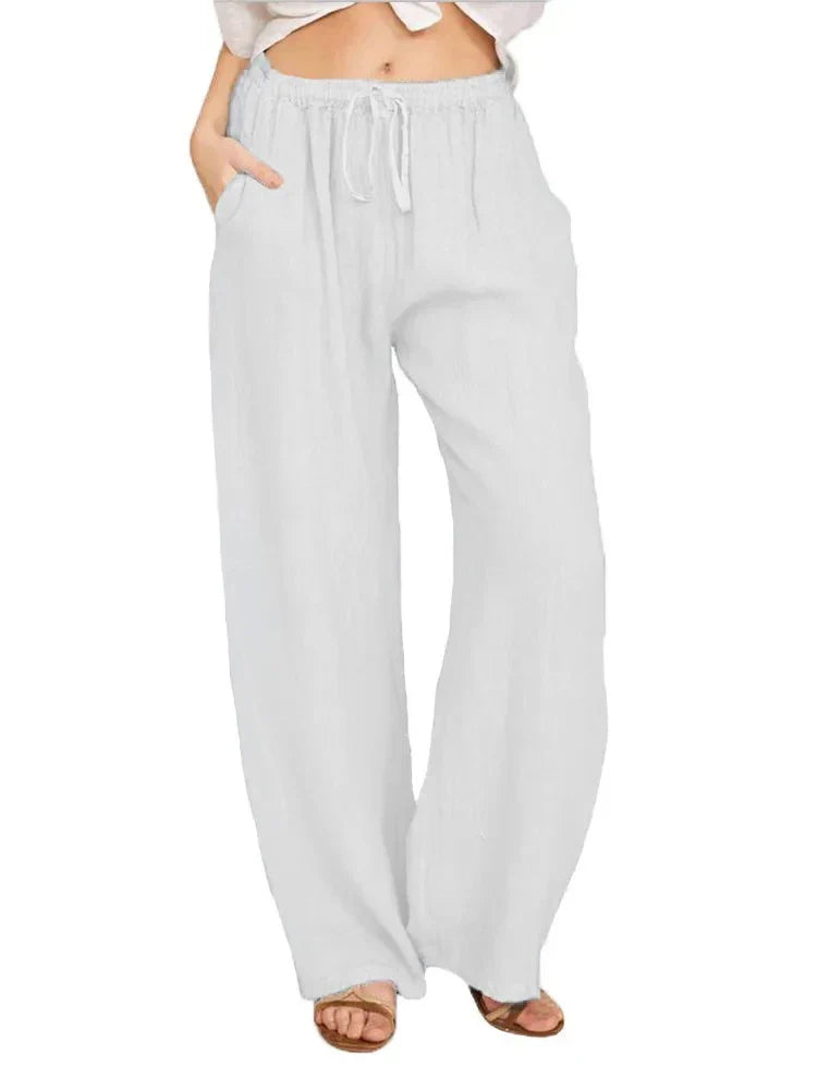 Women's Cotton-Linen Wide-Leg Pants – High Waist, Breathable, and Effortlessly Stylish for Summer & Autumn
