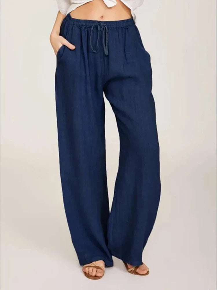 Women's Cotton-Linen Wide-Leg Pants – High Waist, Breathable, and Effortlessly Stylish for Summer & Autumn