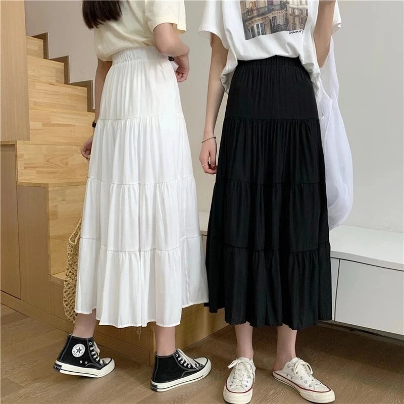 Chic Vintage High Waist Chiffon Skirt for Students