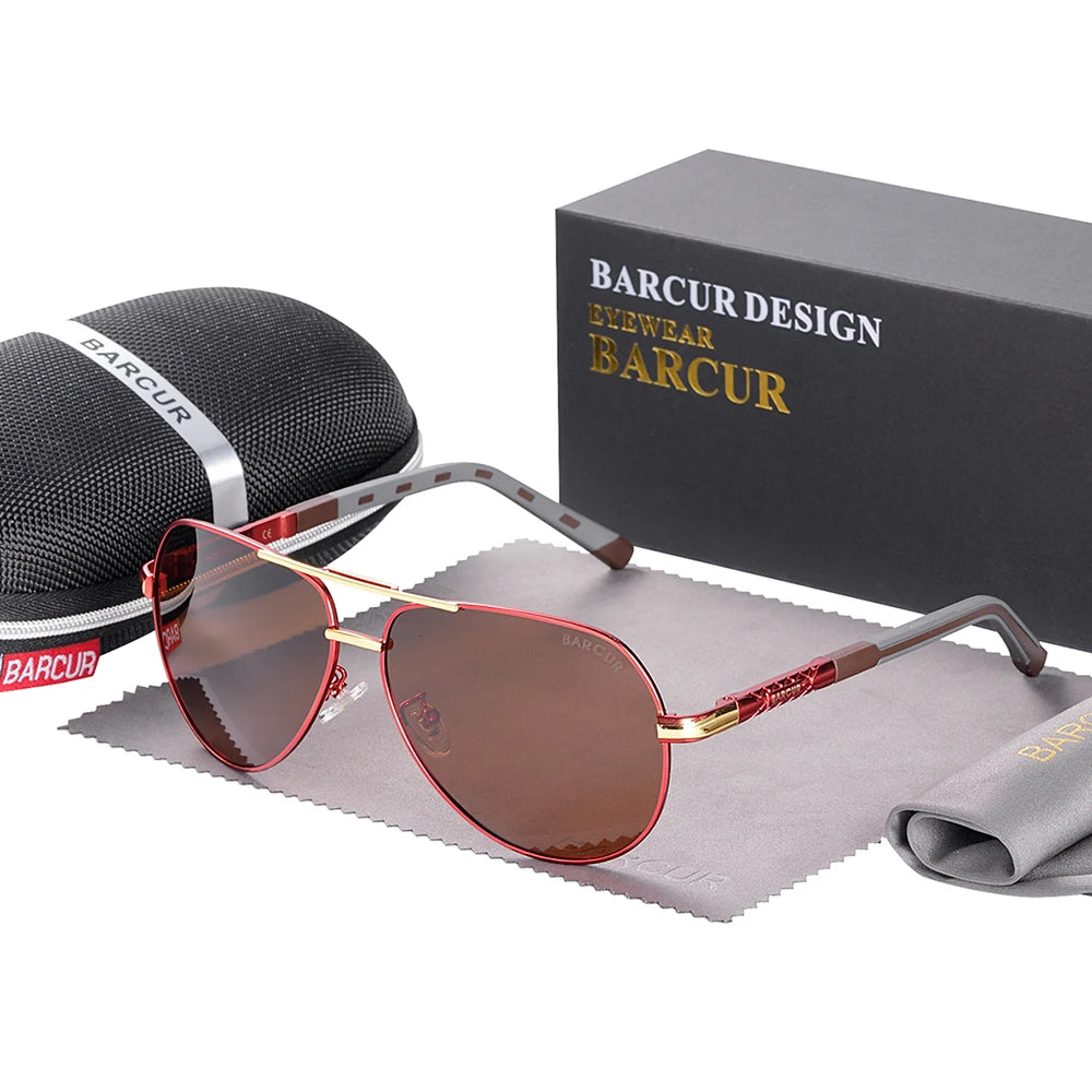 Stylish BARCUR Aluminum Vintage Polarized Sunglasses for Men