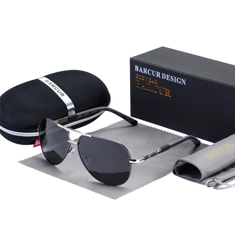 Stylish BARCUR Aluminum Vintage Polarized Sunglasses for Men