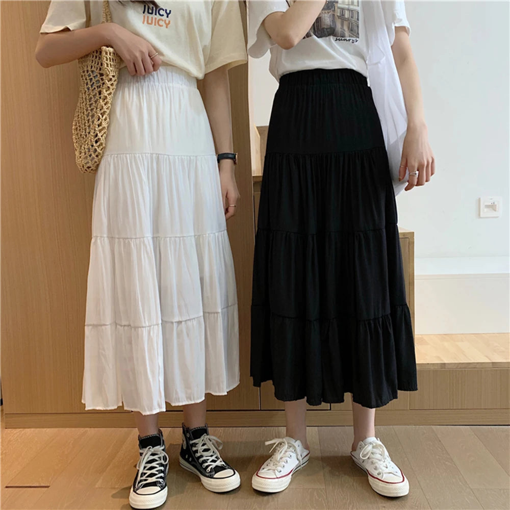 Chic Vintage High Waist Chiffon Skirt for Students
