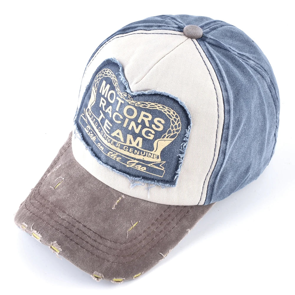 Vintage Washed Cotton Baseball Cap With Letter Patch