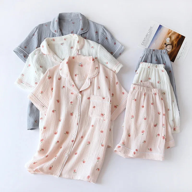 2025 Summer Ladies Short-sleeved Pajamas Set for Comfort