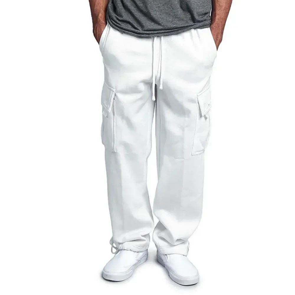 Men's Cargo Sweatpants Autumn Long Pants Loose Sport Fit Jogging Overalls Joggers Sweat Pocket Pants Cargo Trousers Streetwear