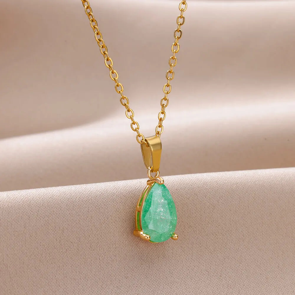 Elegant Zircon Teardrop Necklaces for Women Gift Jewelry