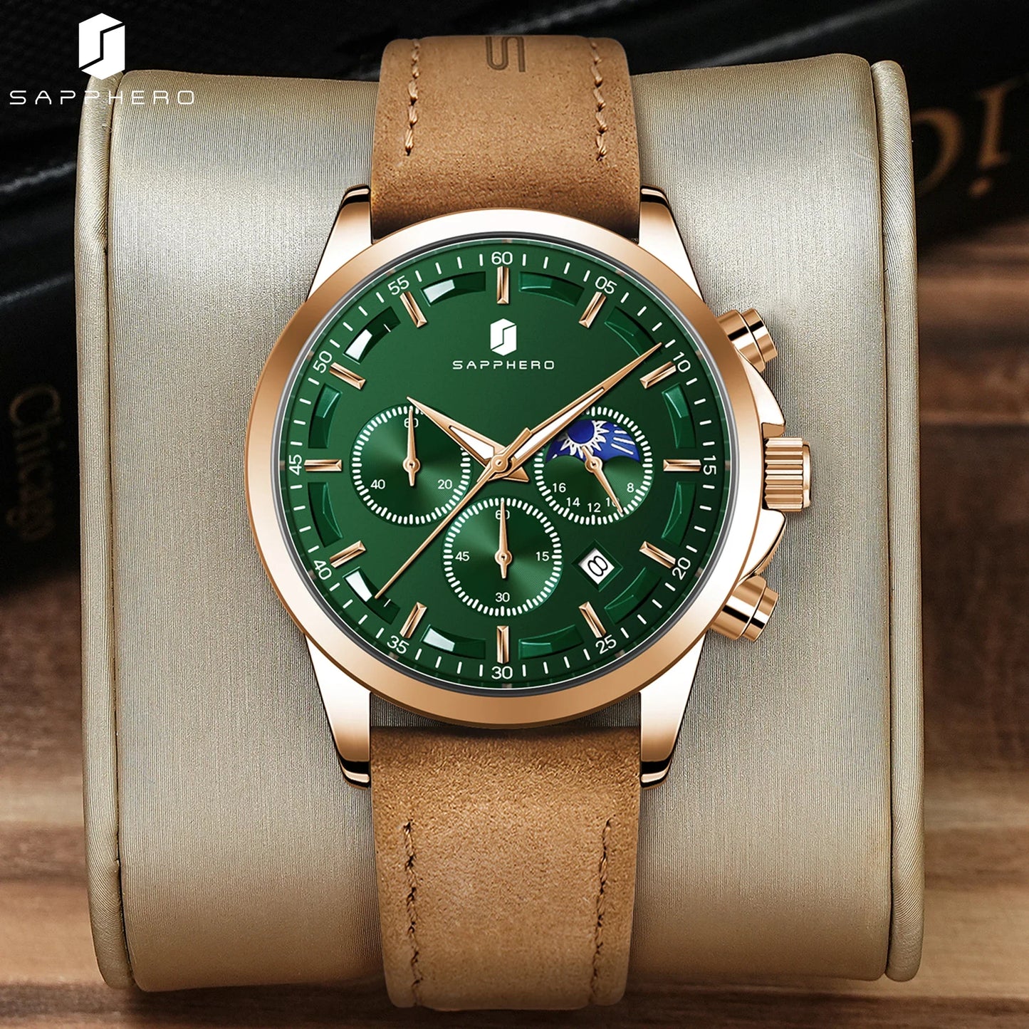 SAPPHERO Men's Business Watch Classic Waterproof Leather Strap