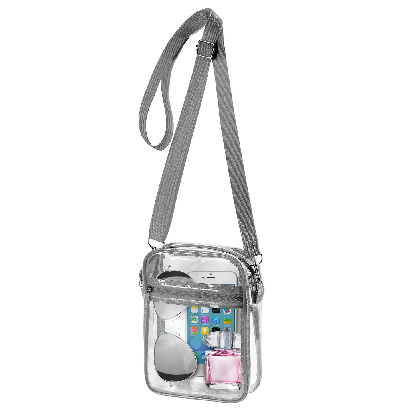 Women's Clear PVC Shoulder Bag – Stadium Approved Crossbody Bag with Front Pocket