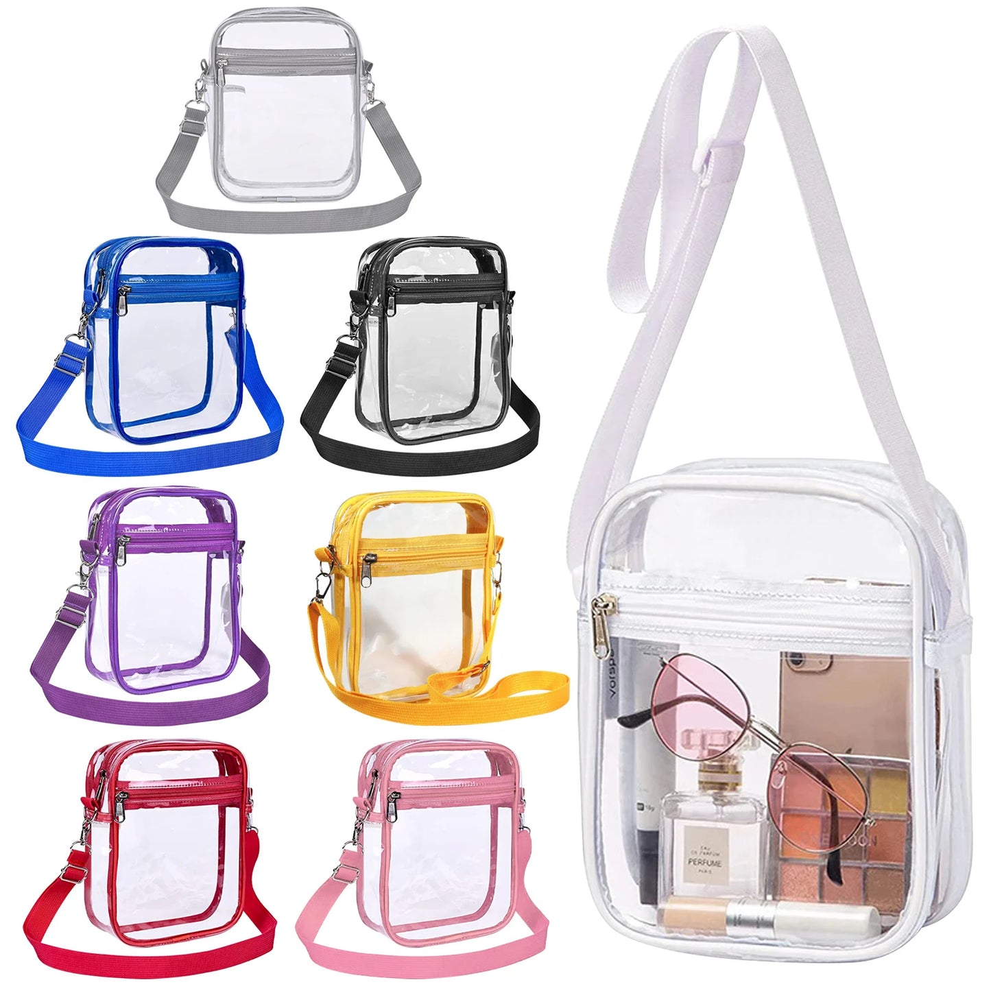 Women's Clear PVC Shoulder Bag – Stadium Approved Crossbody Bag with Front Pocket