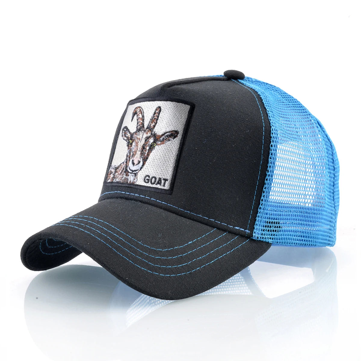 Fashion Trucker Caps With Embroidery Goat Patch For All Seasons