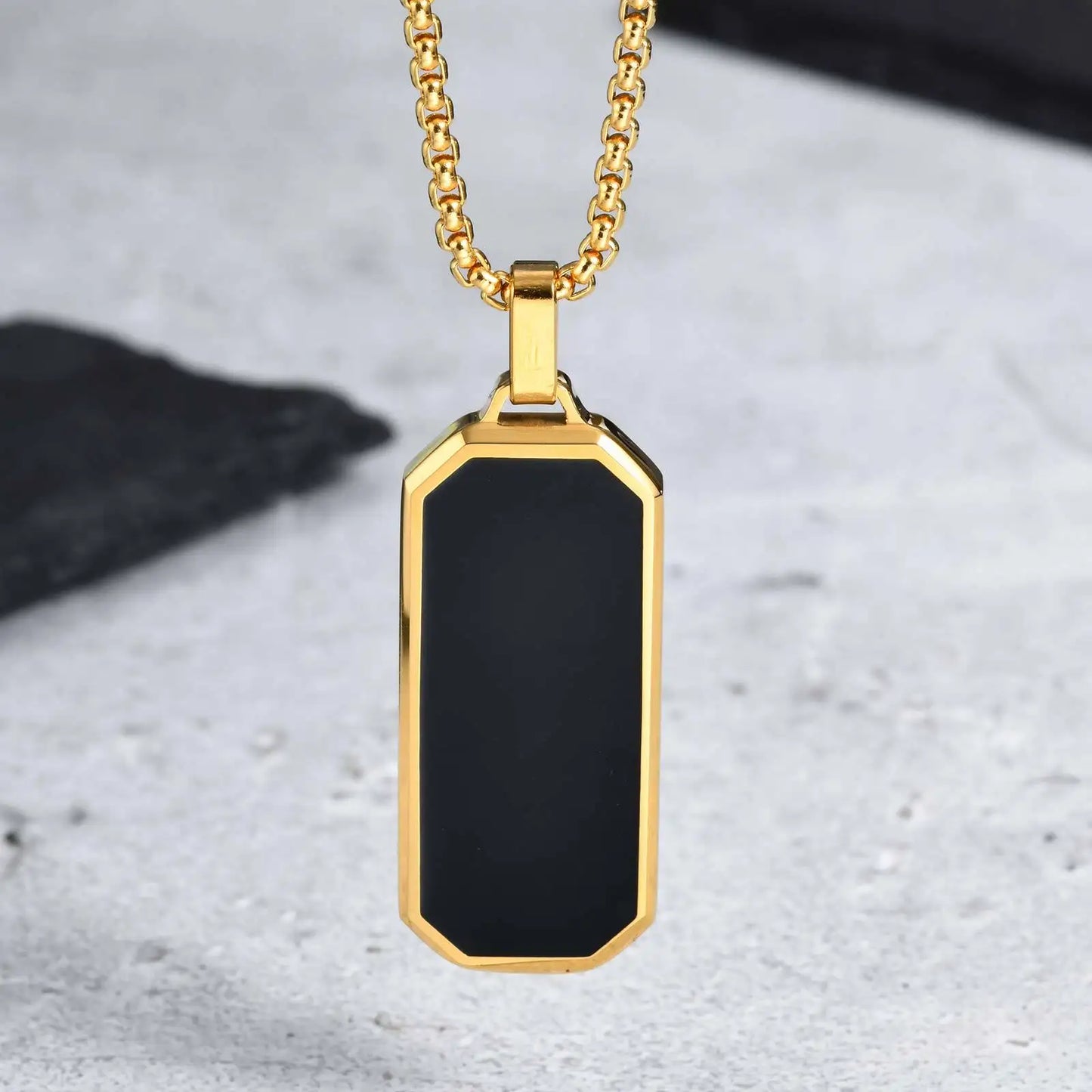 Waterproof Casual Black Enamel Necklaces for Men