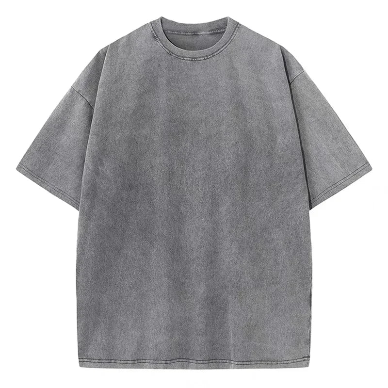 Unisex Vintage Heavyweight Washed T-Shirt – Retro Oversized Cotton Tee
