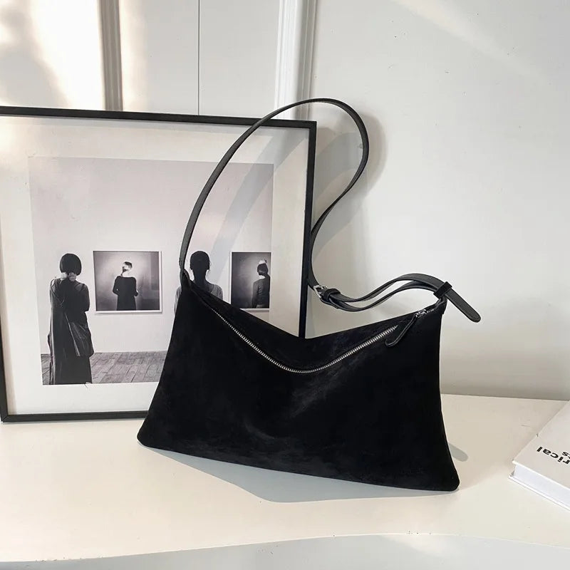 Women's Slouchy Vintage Frosted Suede New Fall/winter Shoulder Underarm Bag Simple Tote Bag Large Capacity Commuter Bag