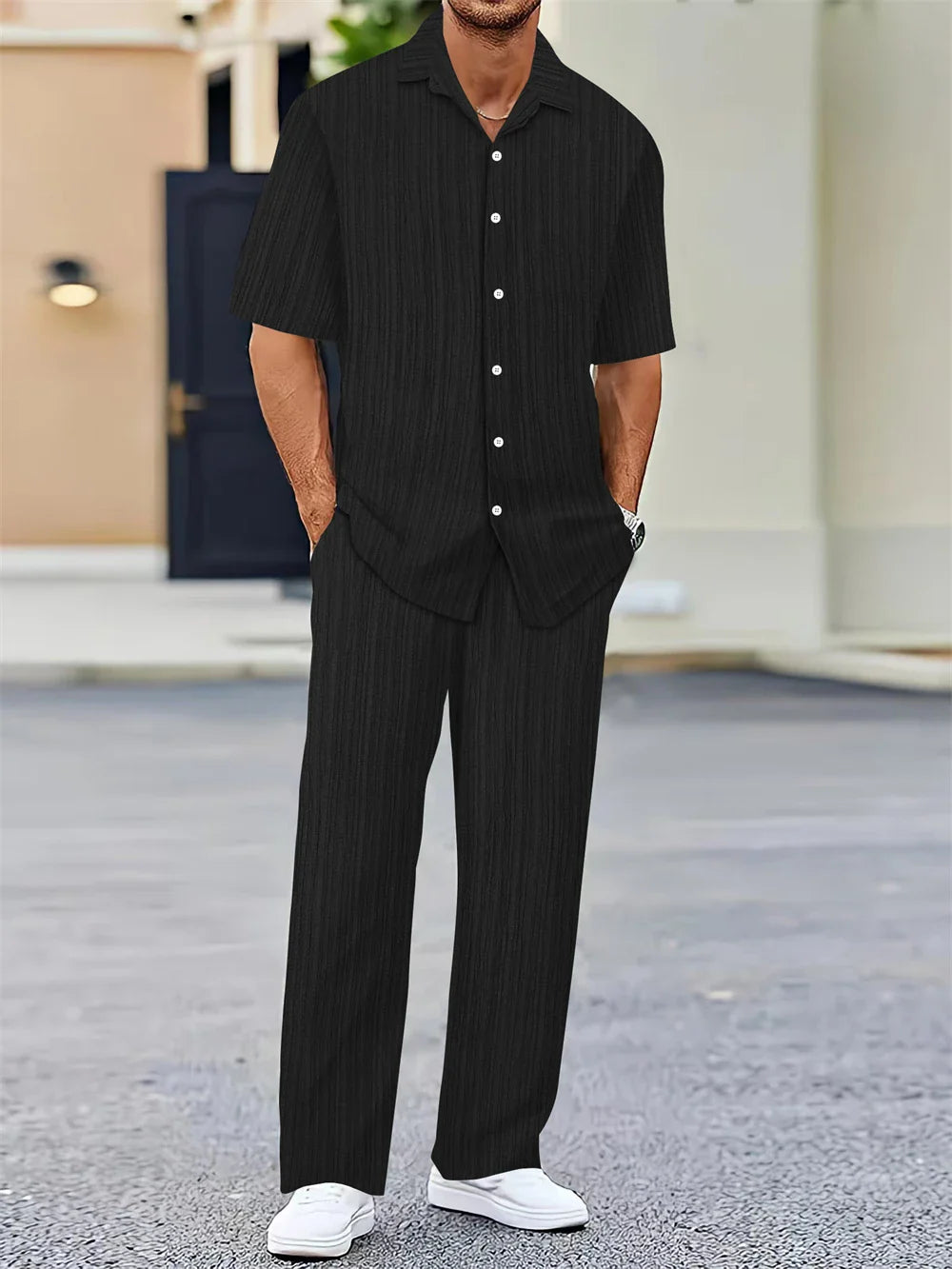 Men's Business Casual Shirt and Pants Set for Summer 2024