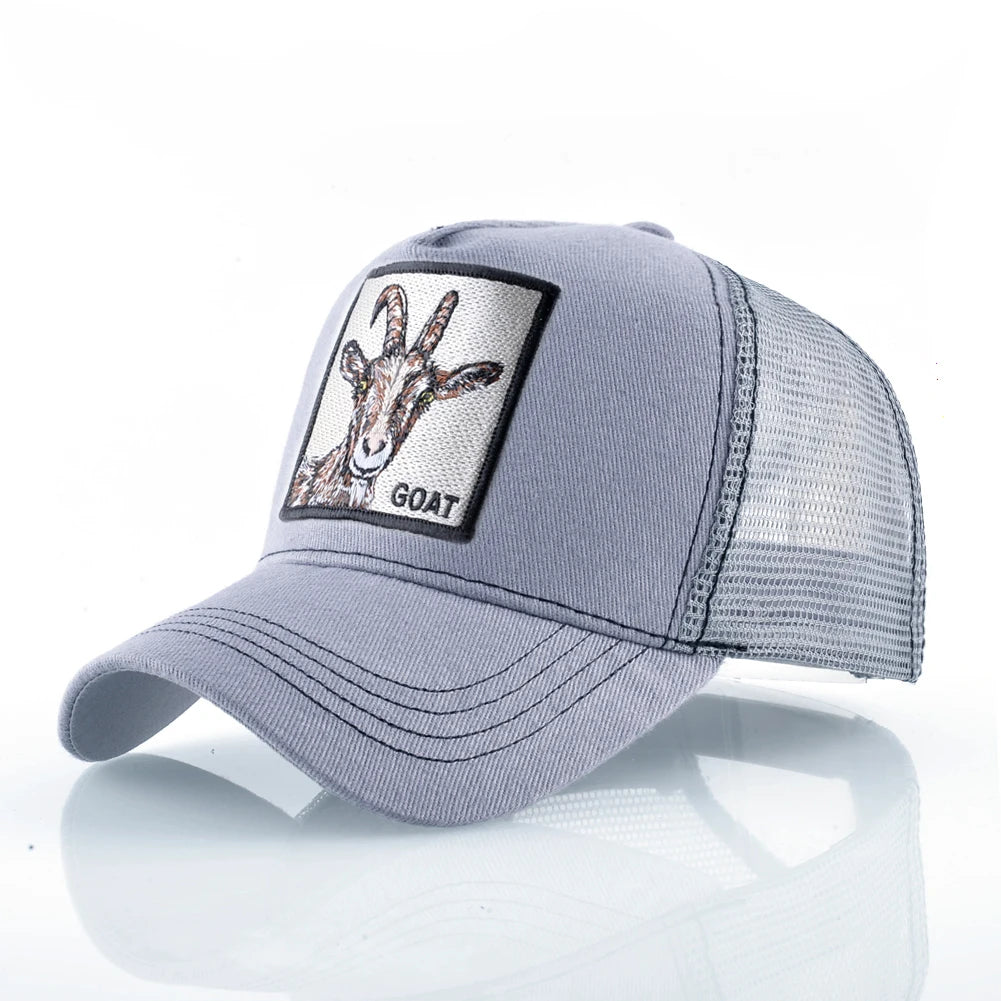 Fashion Trucker Caps With Embroidery Goat Patch For All Seasons