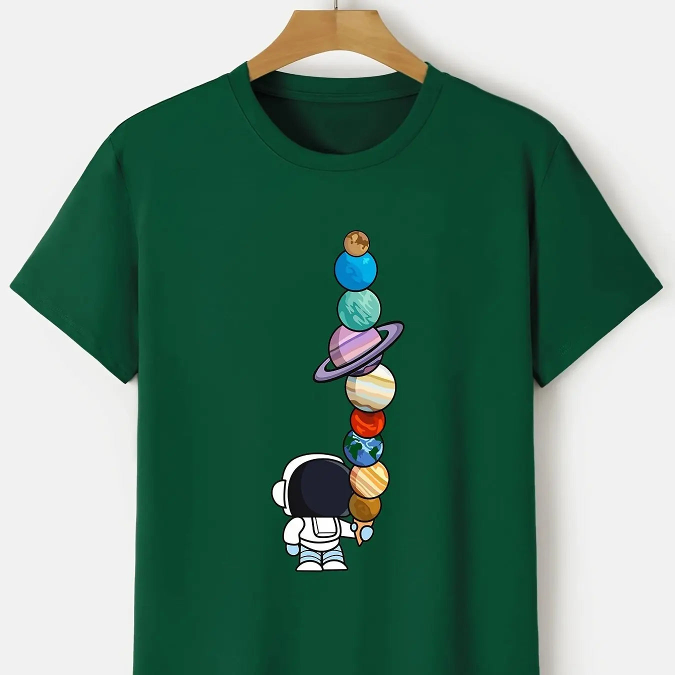Men's Summer Casual Cotton Astronaut Print T-Shirt
