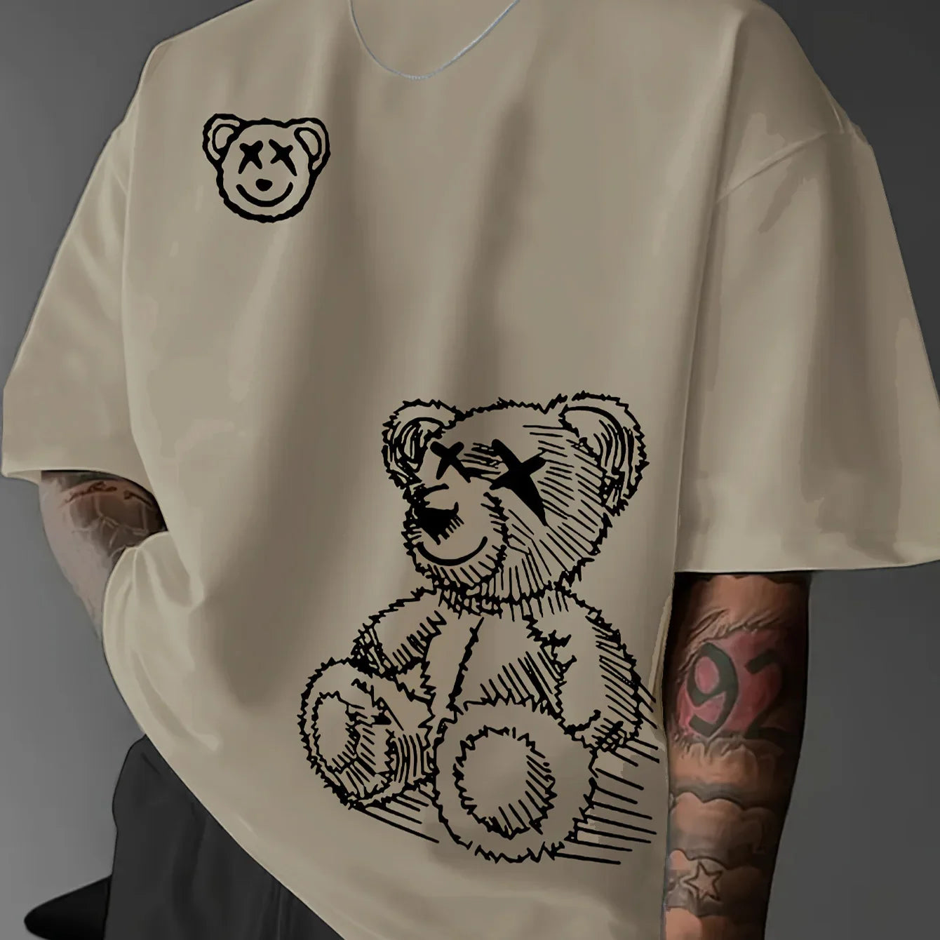 Summer Men's Cartoon Bear Cotton Casual T-Shirt