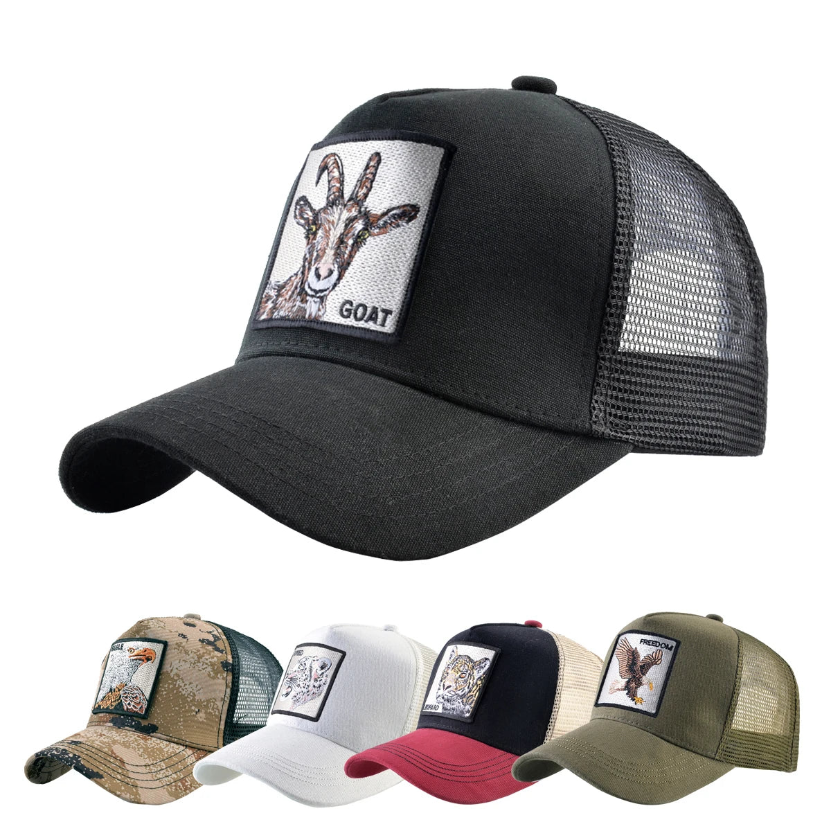 Fashion Trucker Caps With Embroidery Goat Patch For All Seasons
