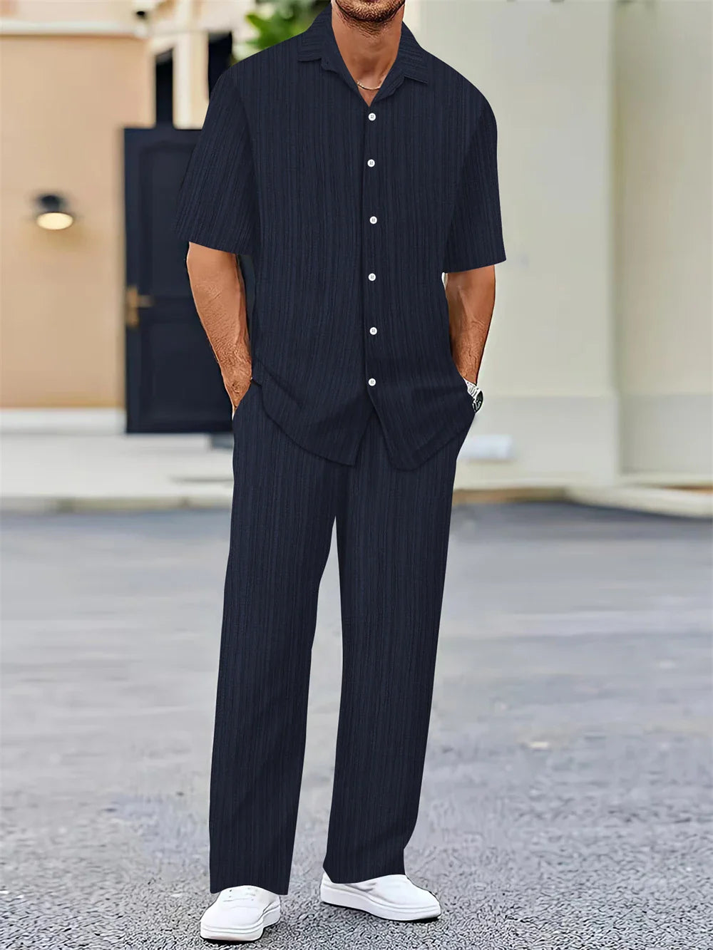 Men's Business Casual Shirt and Pants Set for Summer 2024