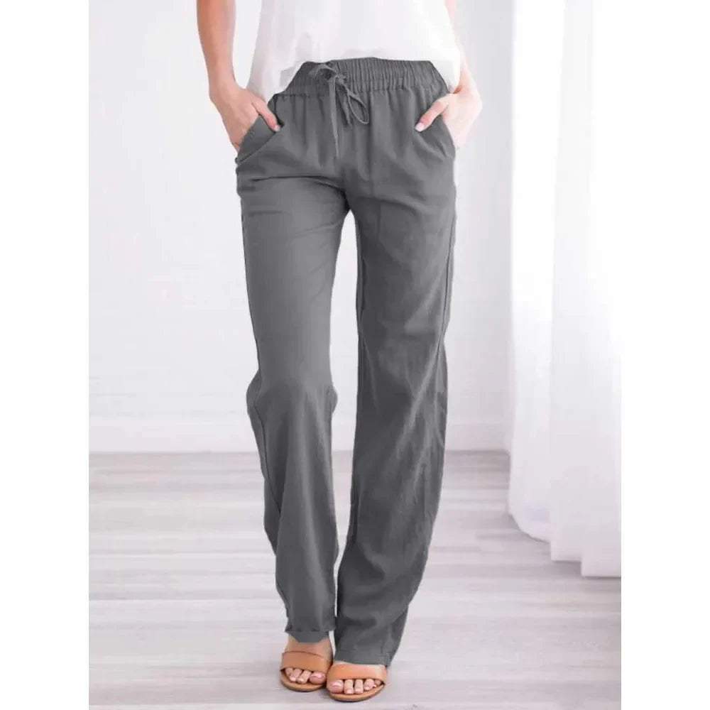 Women's Cotton-Linen Relaxed Fit Drawstring Pants – Breathable, Casual, and Effortlessly Stylish