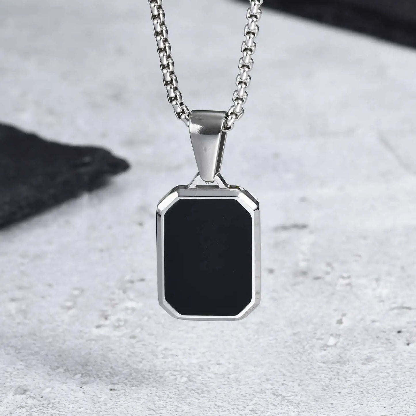Waterproof Casual Black Enamel Necklaces for Men
