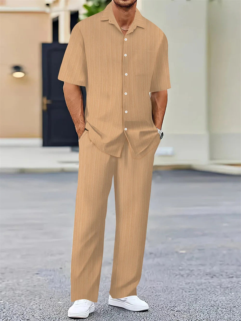 Men's Business Casual Shirt and Pants Set for Summer 2024