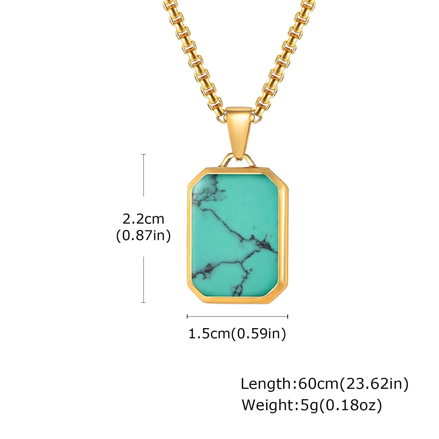 Trendy Pendant Necklaces for Men with Square Natural Stone