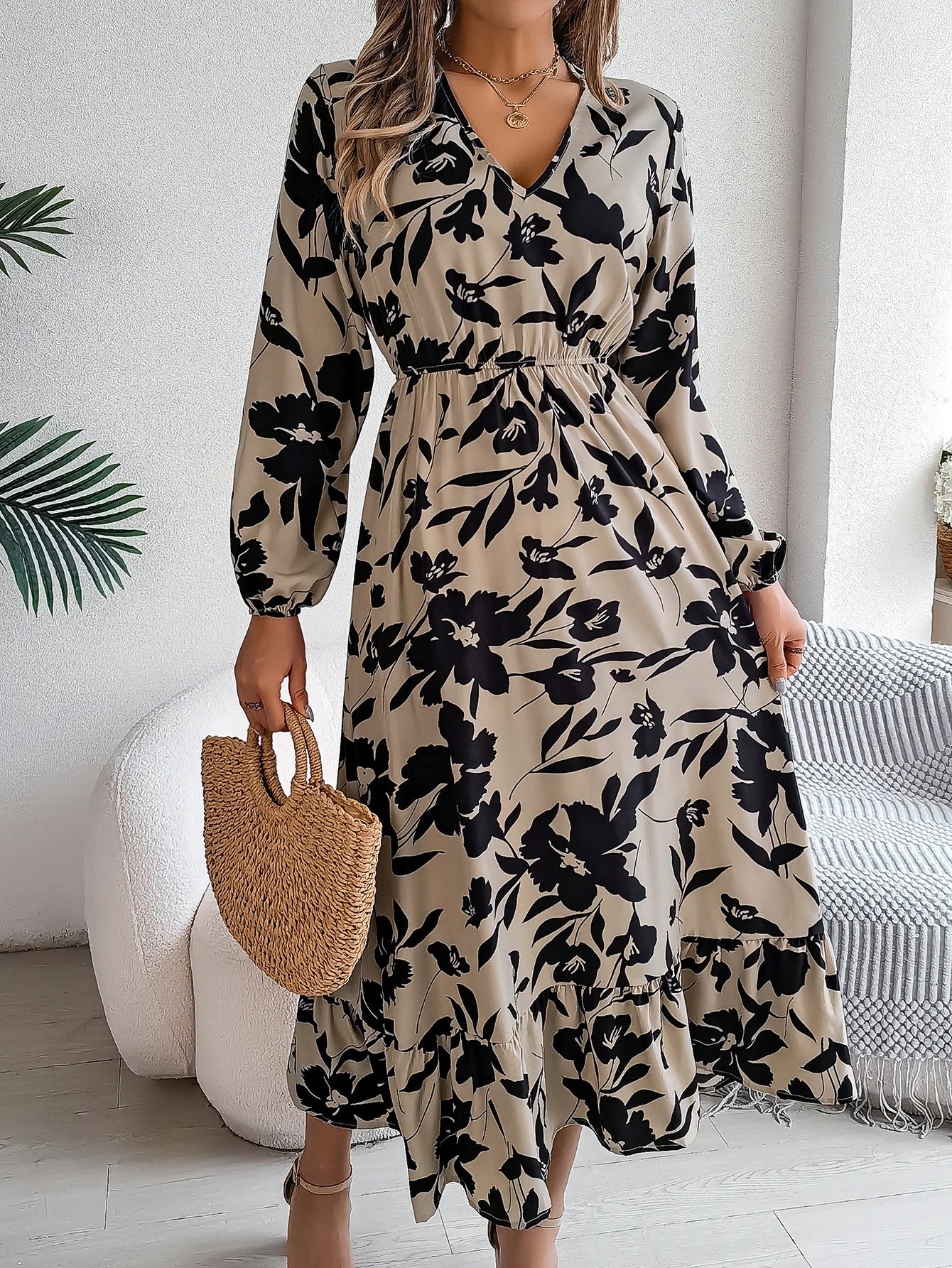 Elegant Floral Print Long Dresses for Spring and Summer