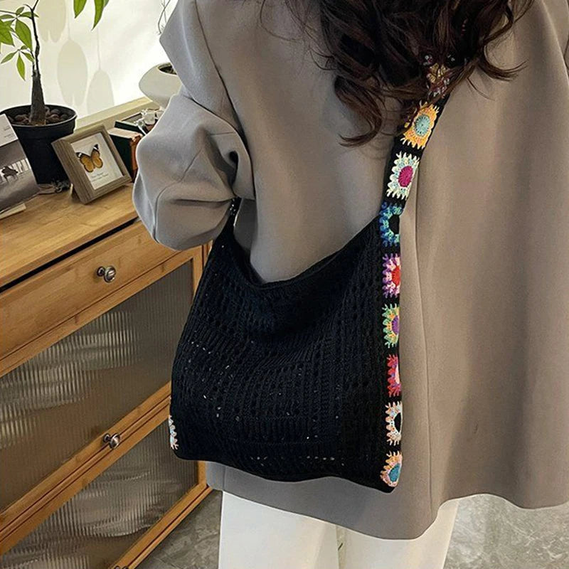 Cute Woven Knit Tote Bag – Stylish Beach & Shopping Shoulder Bag