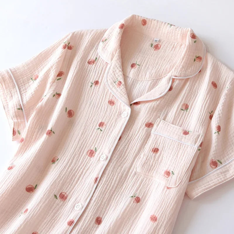 2025 Summer Ladies Short-sleeved Pajamas Set for Comfort