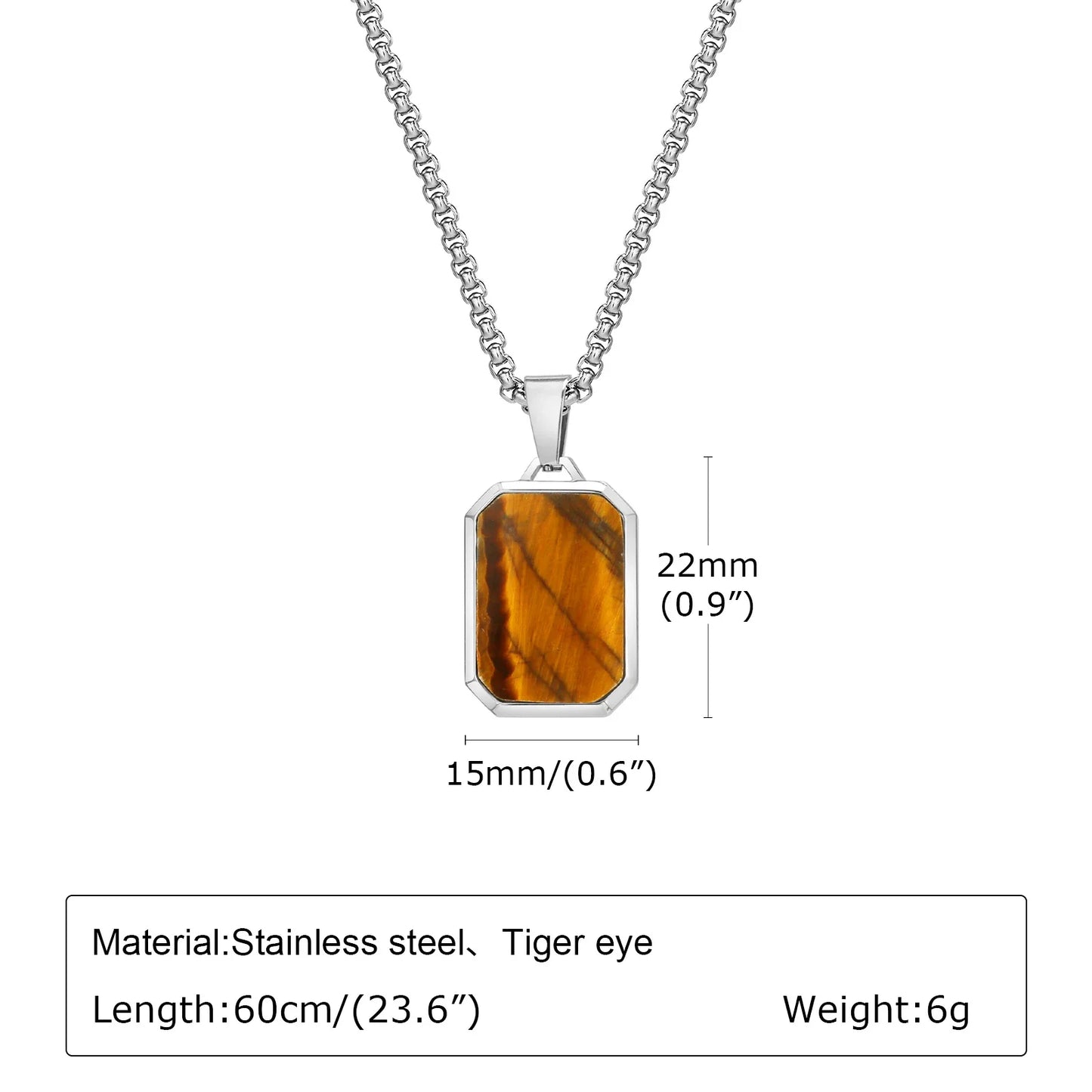 Trendy Pendant Necklaces for Men with Square Natural Stone