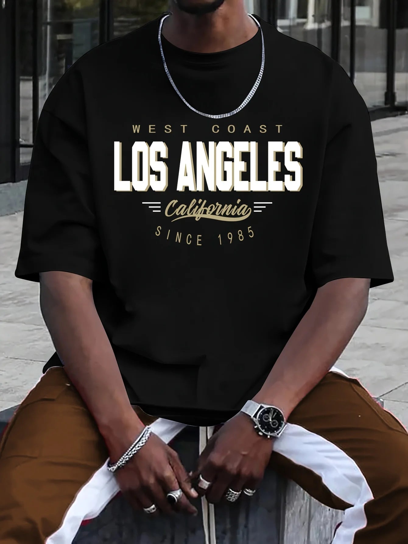 Comfortable Plus Size Los Angeles Cotton T-Shirt for Men