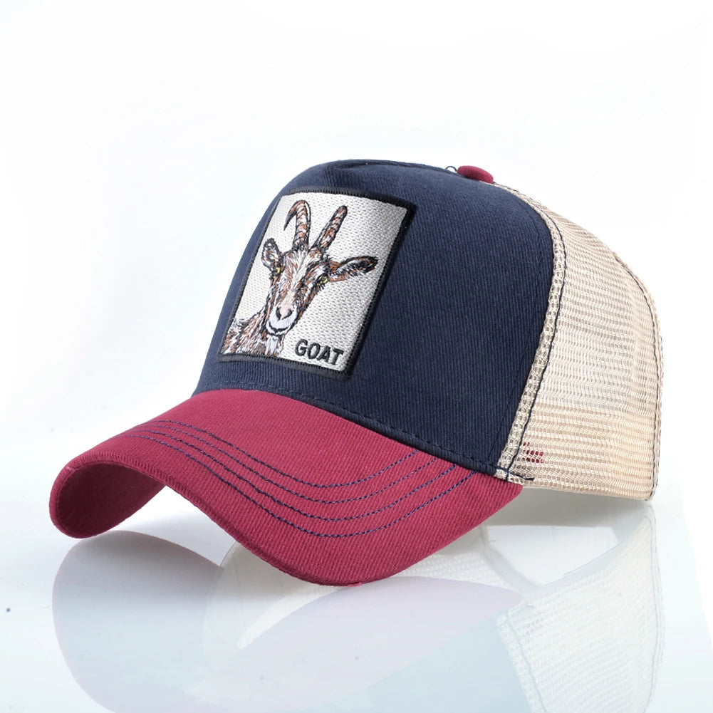 Fashion Trucker Caps With Embroidery Goat Patch For All Seasons