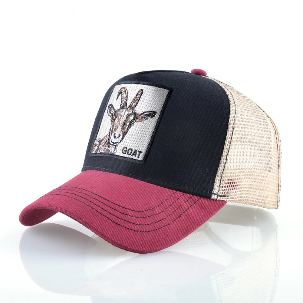 Fashion Trucker Caps With Embroidery Goat Patch For All Seasons