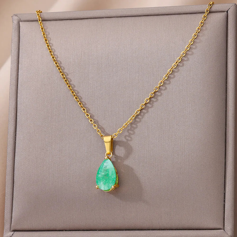 Elegant Zircon Teardrop Necklaces for Women Gift Jewelry