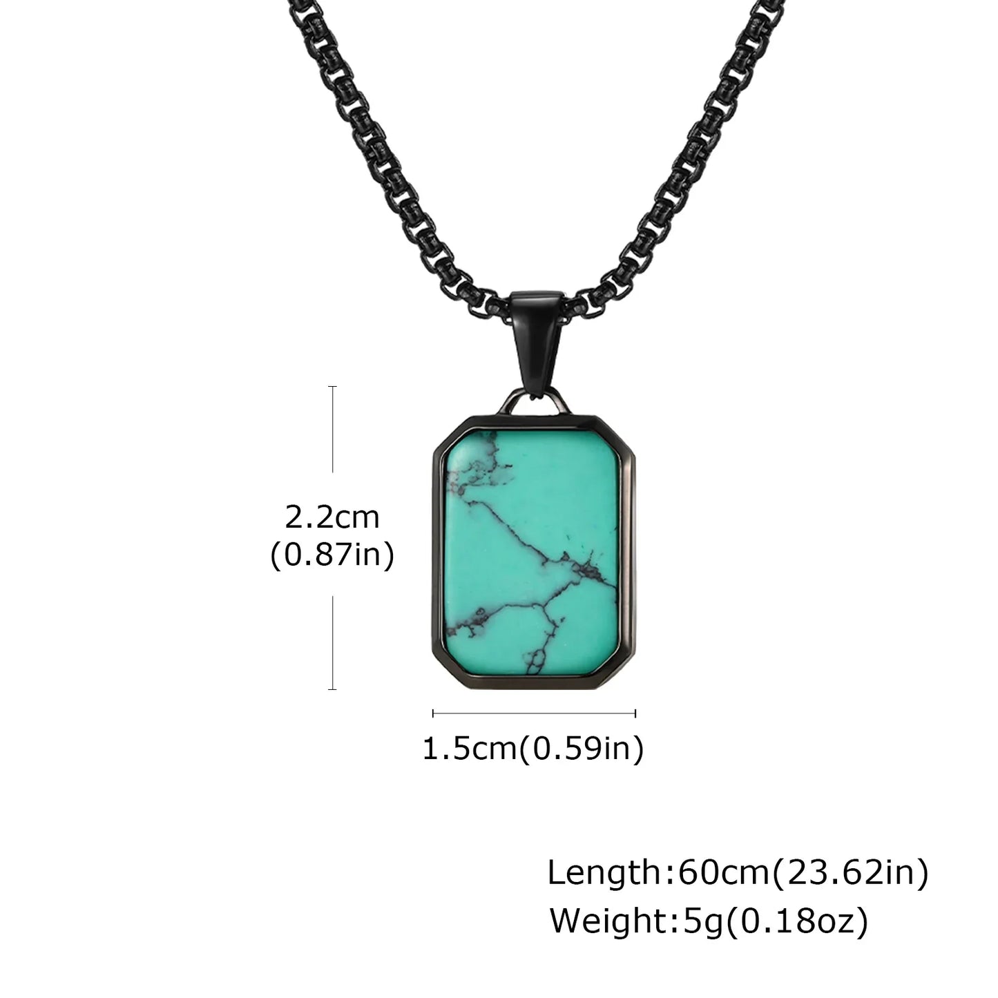 Trendy Pendant Necklaces for Men with Square Natural Stone