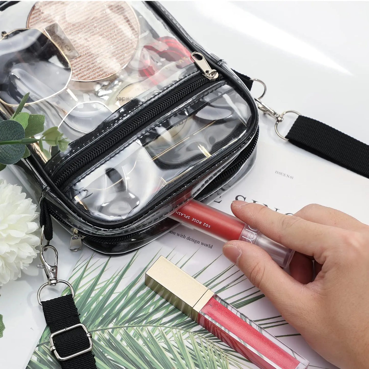 Women's Clear PVC Shoulder Bag – Stadium Approved Crossbody Bag with Front Pocket