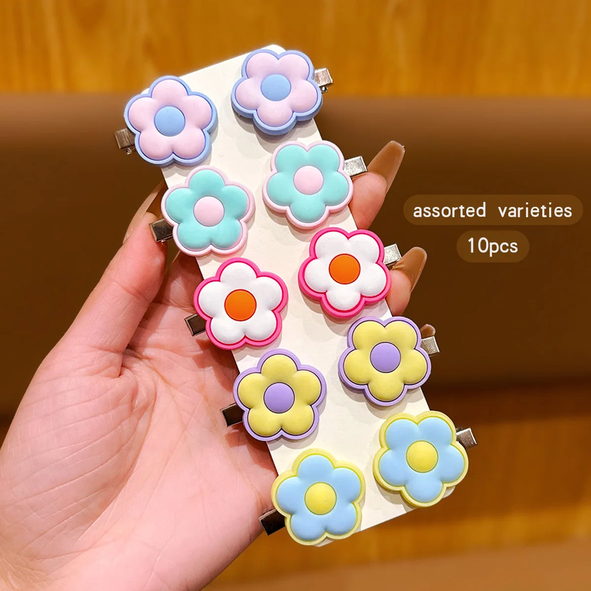 Vibrant 10 Color Random Flower Hair Clips for Stylish Looks
