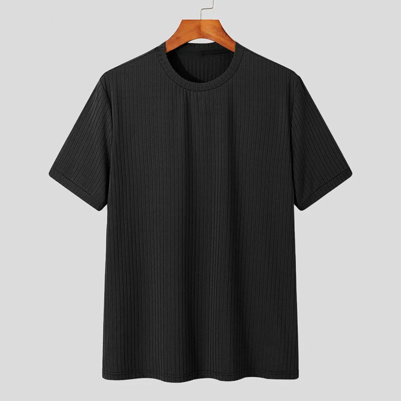 Light Luxury Summer Men's O Neck T Shirt for Casual Style