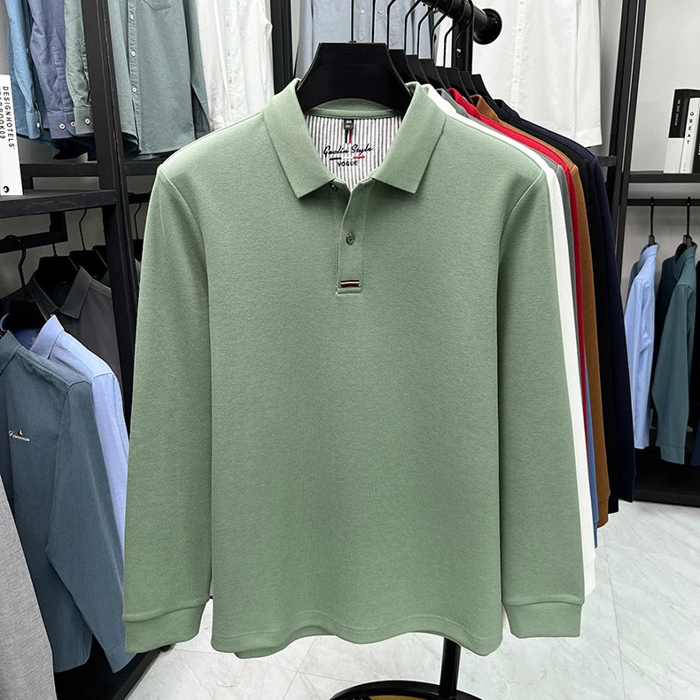 Luxury Embroidered Long Sleeve Polo Shirt for Men