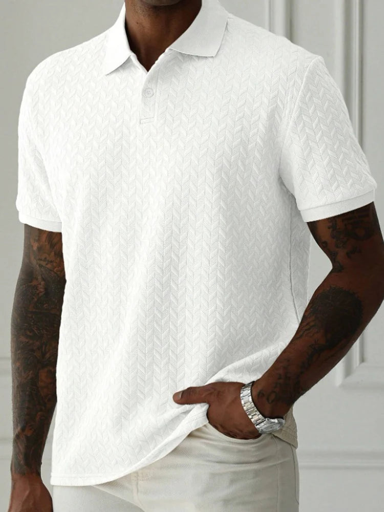 Stylish Mens Textured Polo Shirts for Spring Summer Fashion