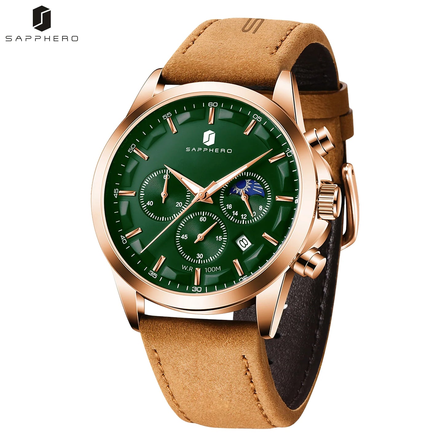 SAPPHERO Men's Business Watch Classic Waterproof Leather Strap