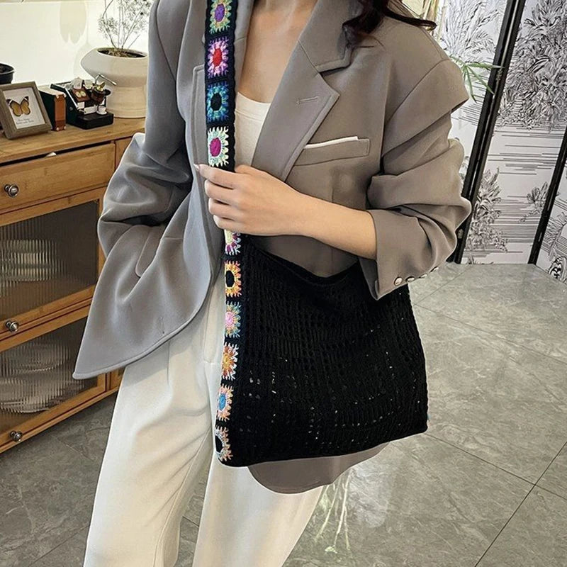 Cute Woven Knit Tote Bag – Stylish Beach & Shopping Shoulder Bag