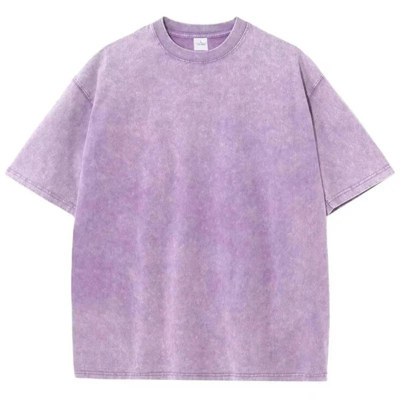 Unisex Vintage Heavyweight Washed T-Shirt – Retro Oversized Cotton Tee