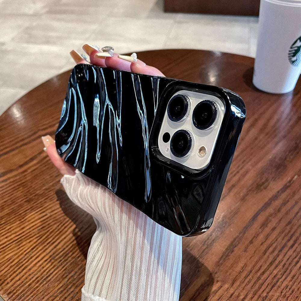 Stylish Fashion Ripple Phone Case For iPhone 16 15 14 Shockproof Design