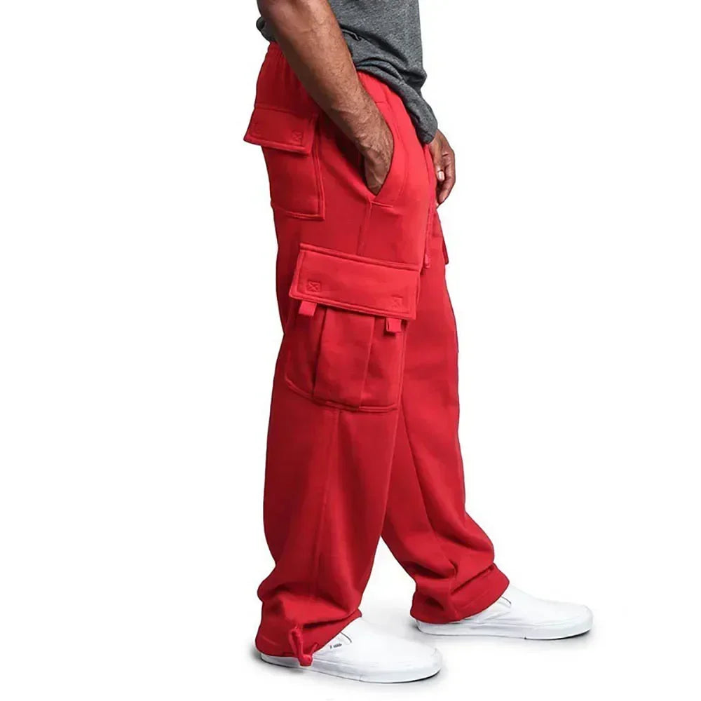 Men's Cargo Sweatpants Autumn Long Pants Loose Sport Fit Jogging Overalls Joggers Sweat Pocket Pants Cargo Trousers Streetwear