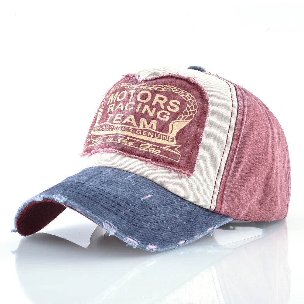 Vintage Washed Cotton Baseball Cap With Letter Patch