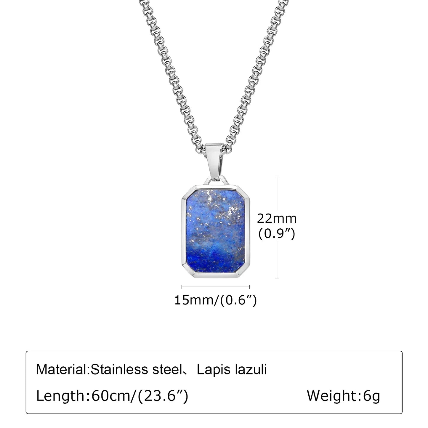 Trendy Pendant Necklaces for Men with Square Natural Stone