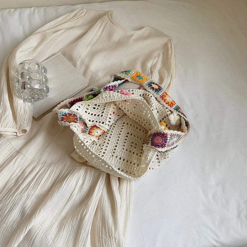 Cute Woven Knit Tote Bag – Stylish Beach & Shopping Shoulder Bag