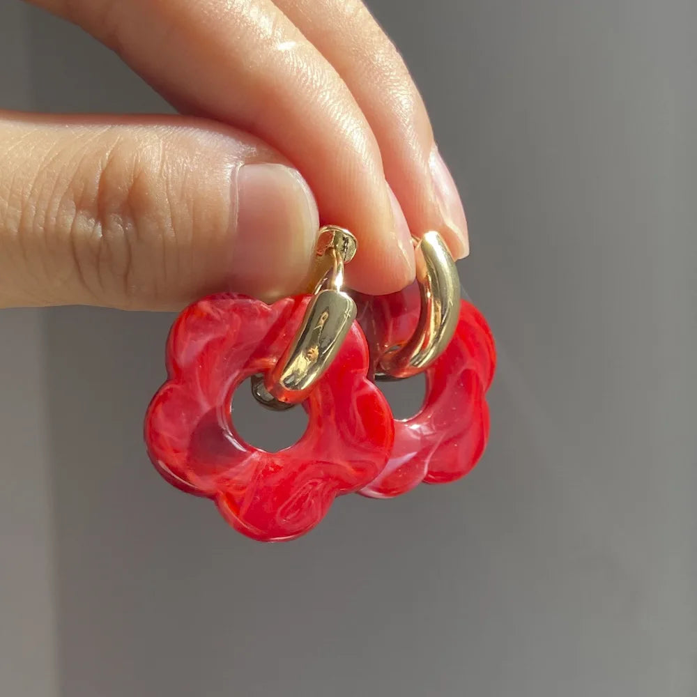 Vibrant Stylish 2024 New Multicolor Flower Drop Earrings for Women